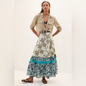 Anthropologie x Raga Floral Patchwork Maxi Skirt Size XS
